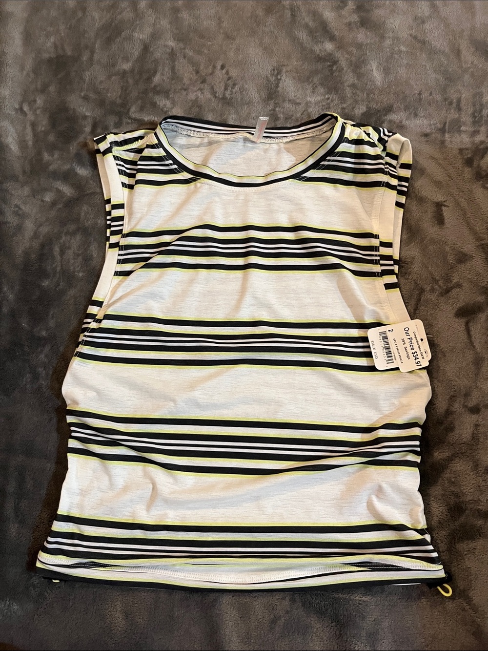 FP Movement by Free People Striped Muscle Tank in White, navy & Yellow